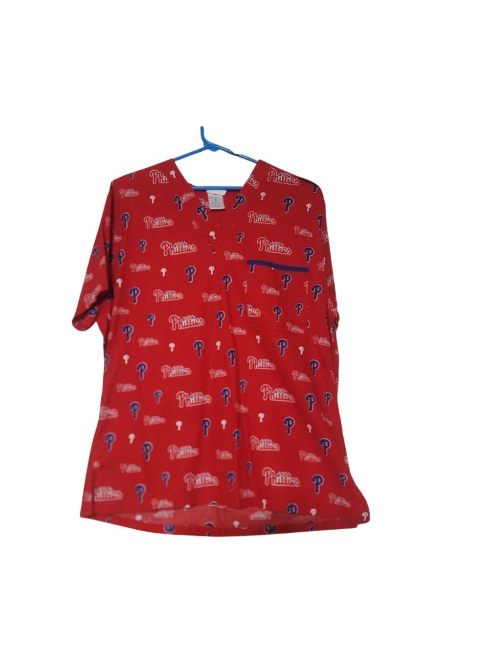 Philadelphia Phillies M Red Scrub Top MLB Genuine Merchandise Short Sleeve